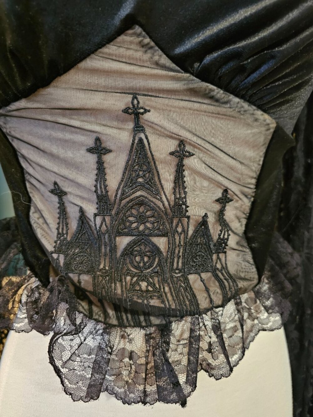 Gothic Embroidered Lace Top // Whimsigoth Blouse Size 6 Medium - Picture 2 of 4